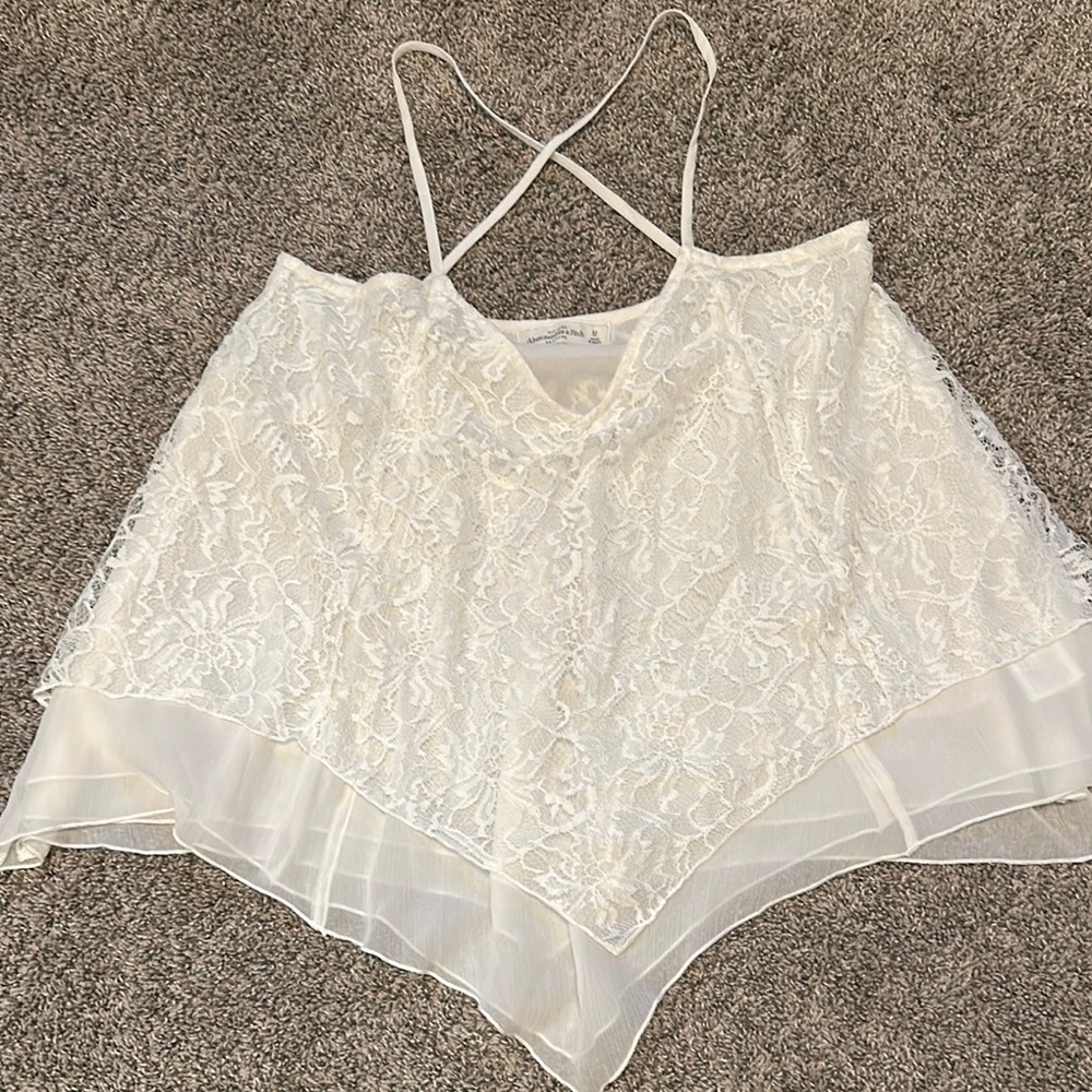 Abercrombie & Fitch White Asymmetrical Backless Camisole